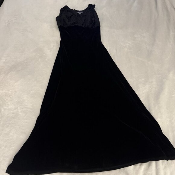 Cornelia Women Sz S Y2K Velvet Burnout Black Leopard Bodice Maxi Dress & Top - Picture 2 of 13